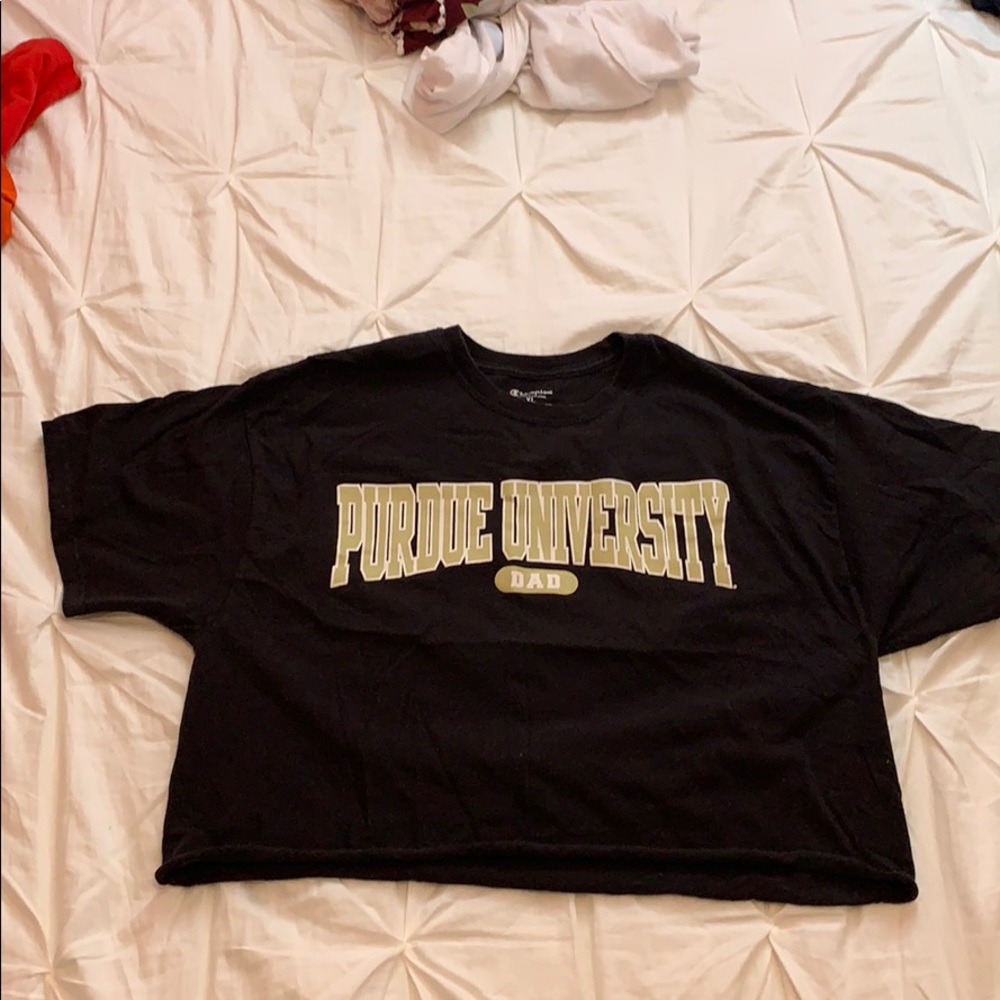 XL Purdue University cropped black shirt